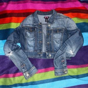 Distressed Denim Blue Jean Jacket